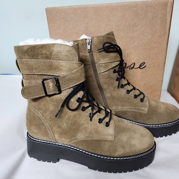 Matisse Nib Hunter Suede Over Ankle Lug Boots Zip Lace Combat Vibe - Picture 2 of 7